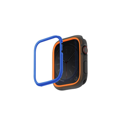 Uniq Apple Watch 45mm Moduo Camlı Kasa Ekran Koruyucu - Turuncu-Mavi