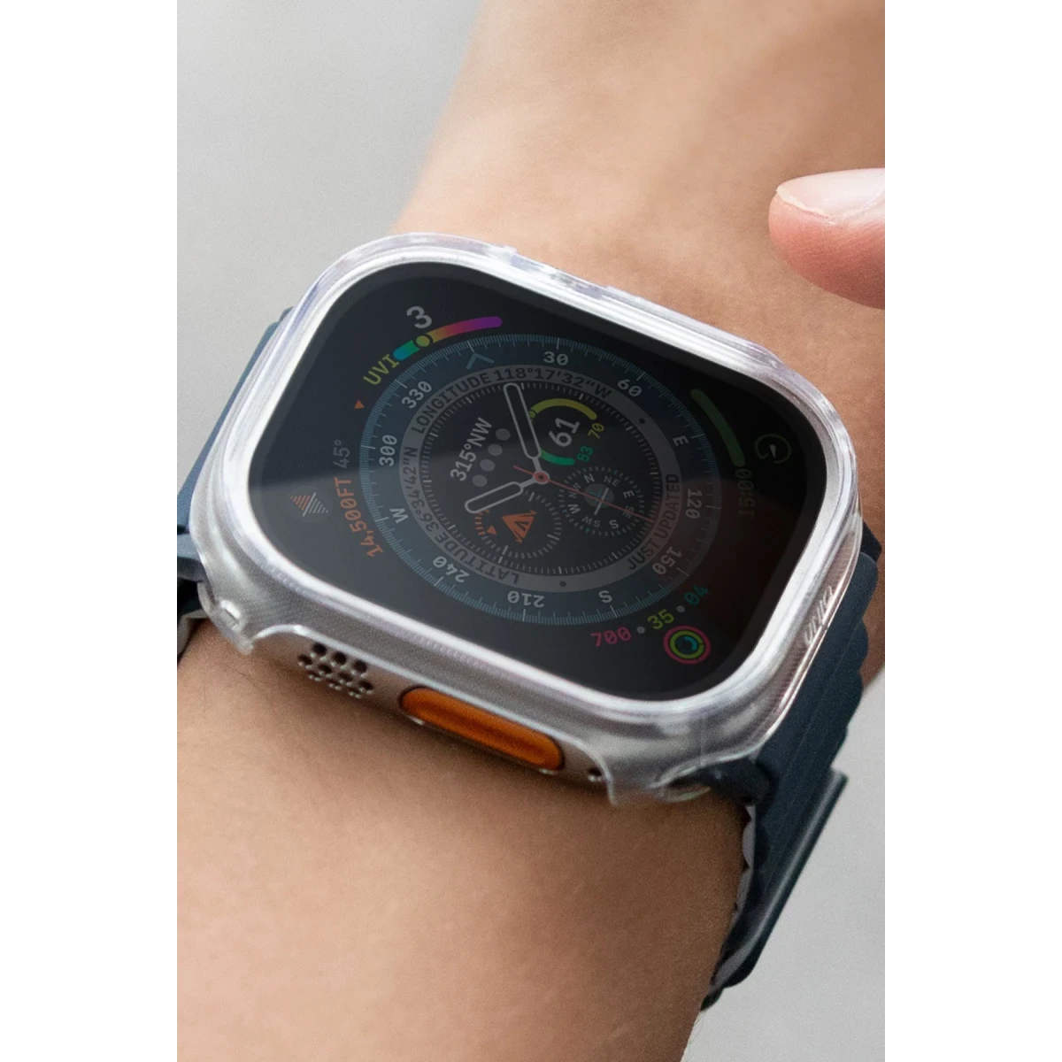 Uniq Apple Watch 45mm Garde Kasa Cam Ekran Koruyucu - Füme