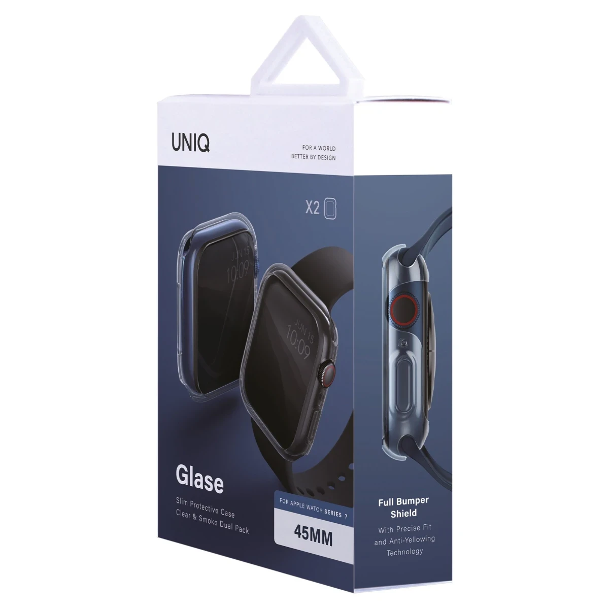 Uniq Apple Watch 45mm Glase Dual Pack Kasa Koruyucu - Siyah-Şeffaf