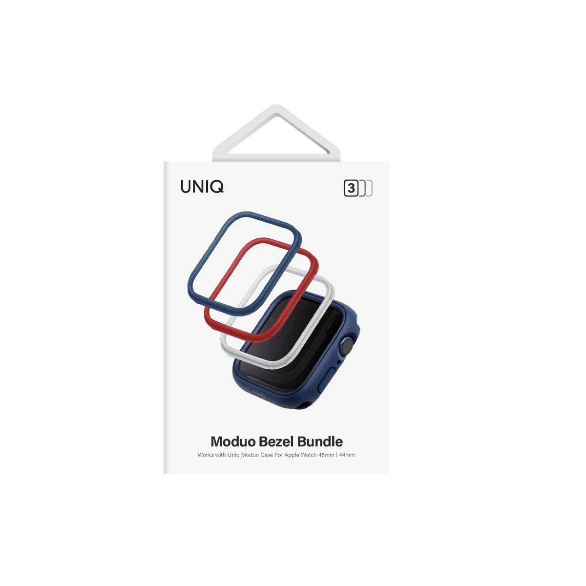 Uniq Apple Watch 45mm Moduo 3in1 Kasa Korucuyu - Mavi-Kırmızı-Beyaz