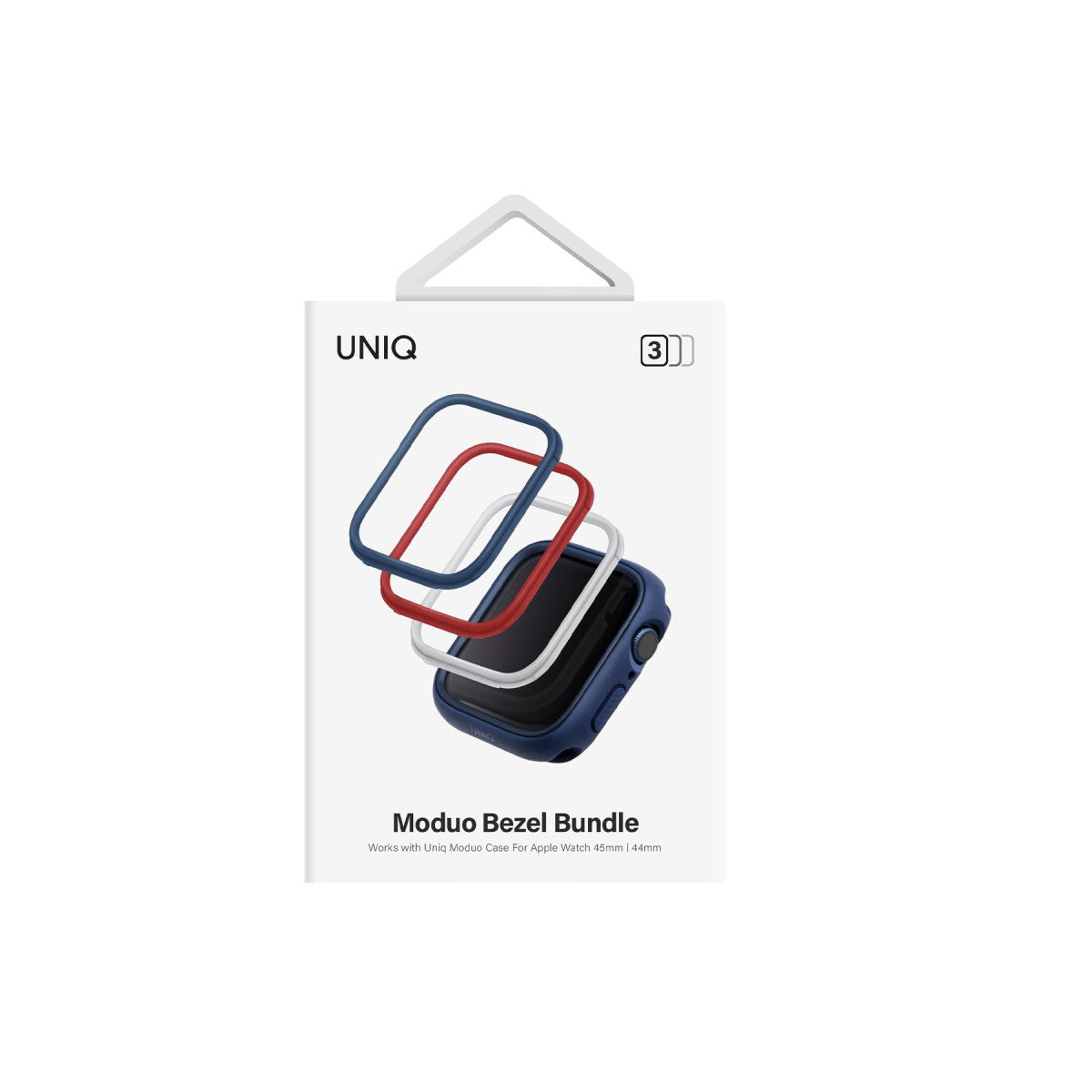 Uniq Apple Watch 45mm Moduo 3in1 Kasa Korucuyu - Mavi-Kırmızı-Beyaz