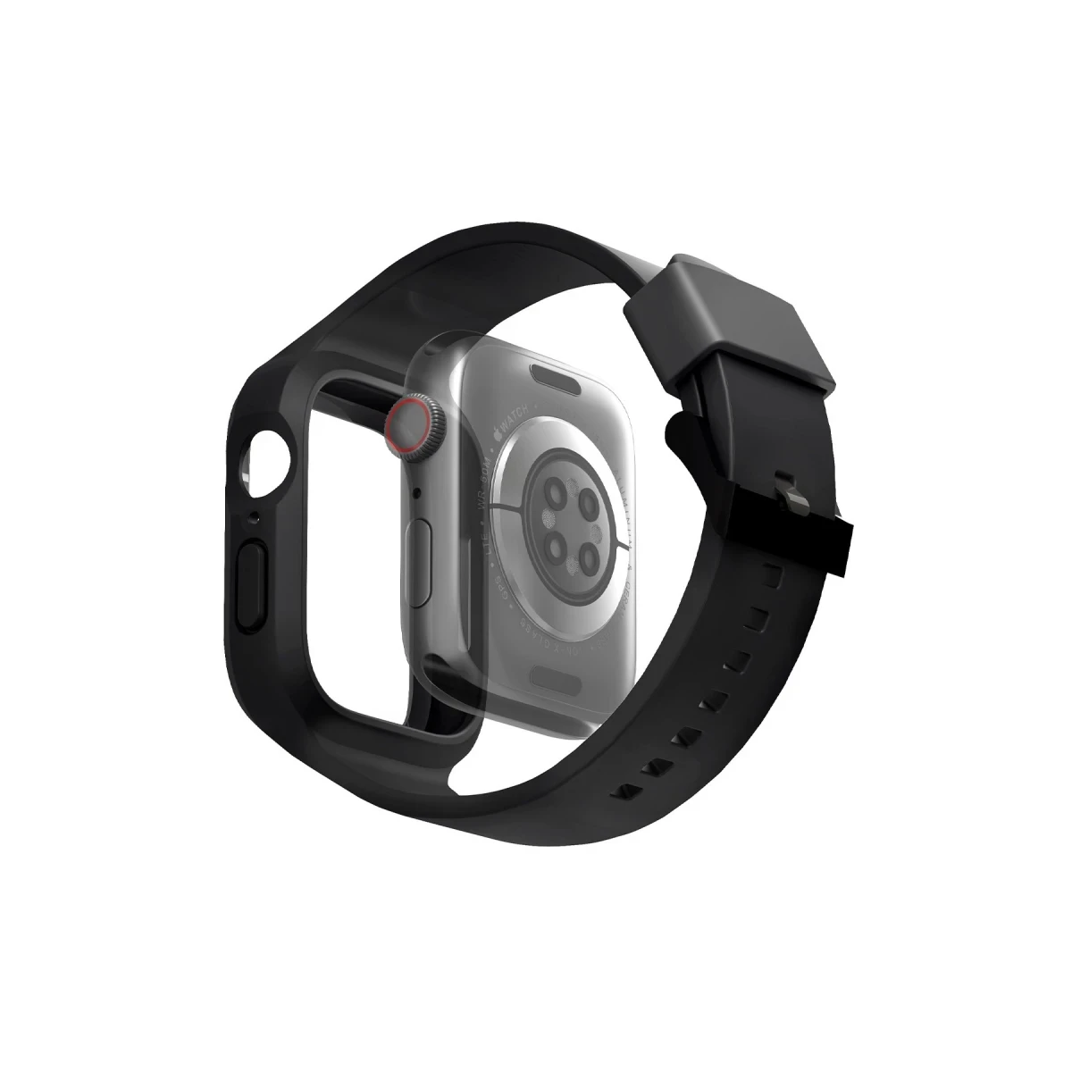 Uniq Apple Watch 45mm Monos 2 in 1 Silikon Kordon - Siyah