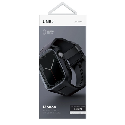 Uniq Apple Watch 45mm Monos 2 in 1 Silikon Kordon - Siyah