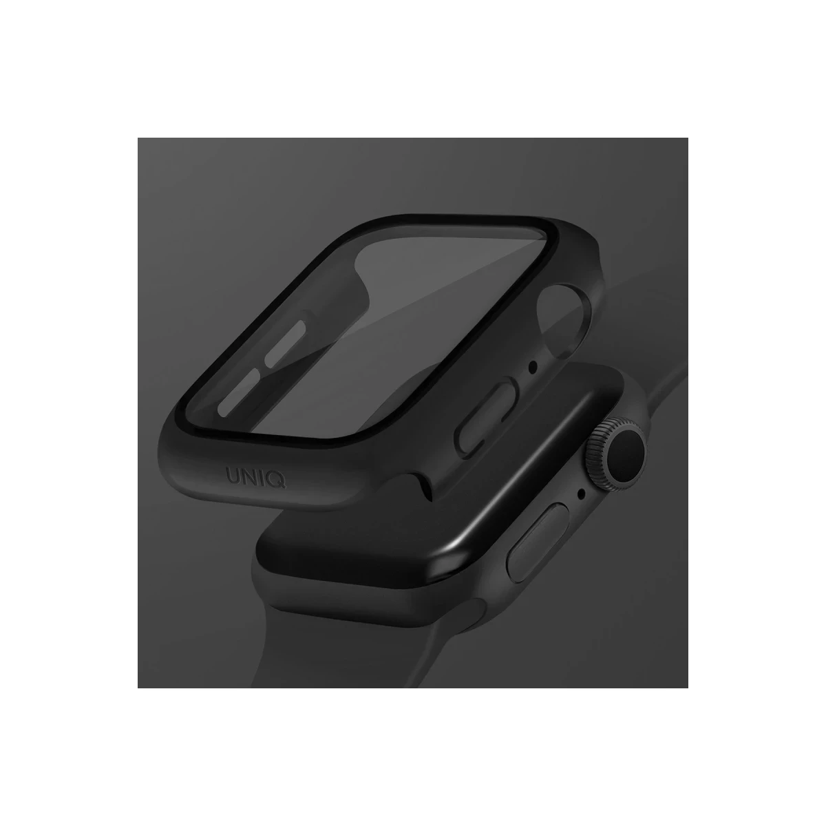 Uniq Apple Watch 45mm Nautic Camlı Kasa Ekran Koruyucu - Siyah