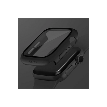 Uniq Apple Watch 45mm Nautic Camlı Kasa Ekran Koruyucu - Siyah