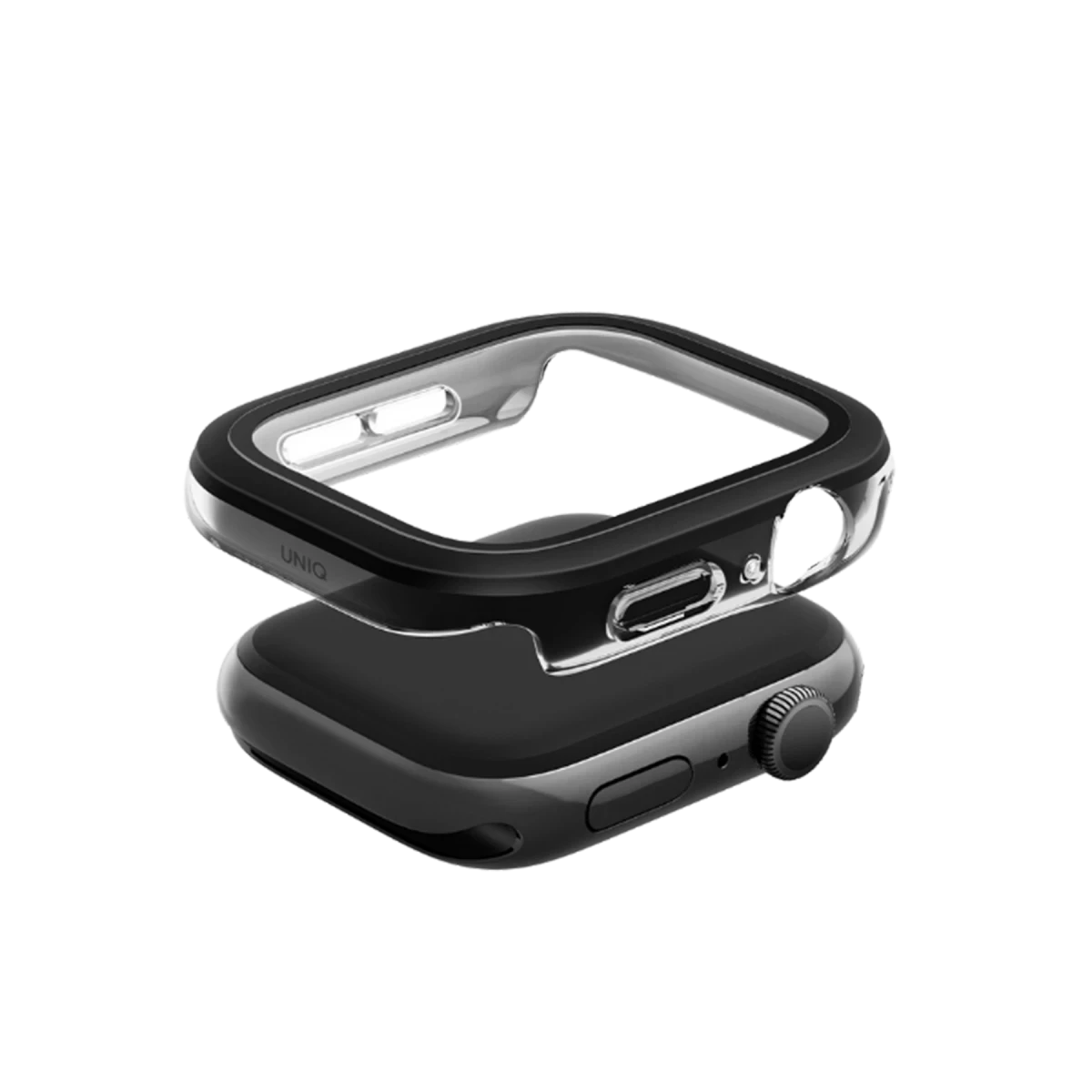 Uniq Apple Watch 46mm Voute Camlı Kasa Ekran Koruyucu - Siyah