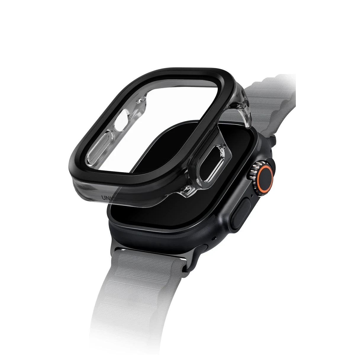 Uniq Apple Watch 49mm Voute Camlı Kasa Ekran Koruyucu - Siyah