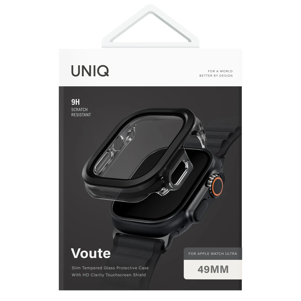 Uniq Apple Watch 49mm Voute Camlı Kasa Ekran Koruyucu - Siyah