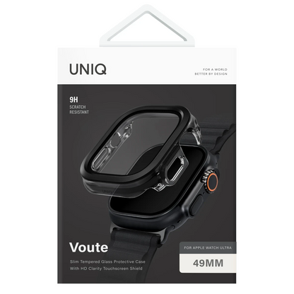 Uniq Apple Watch 49mm Voute Camlı Kasa Ekran Koruyucu - Siyah