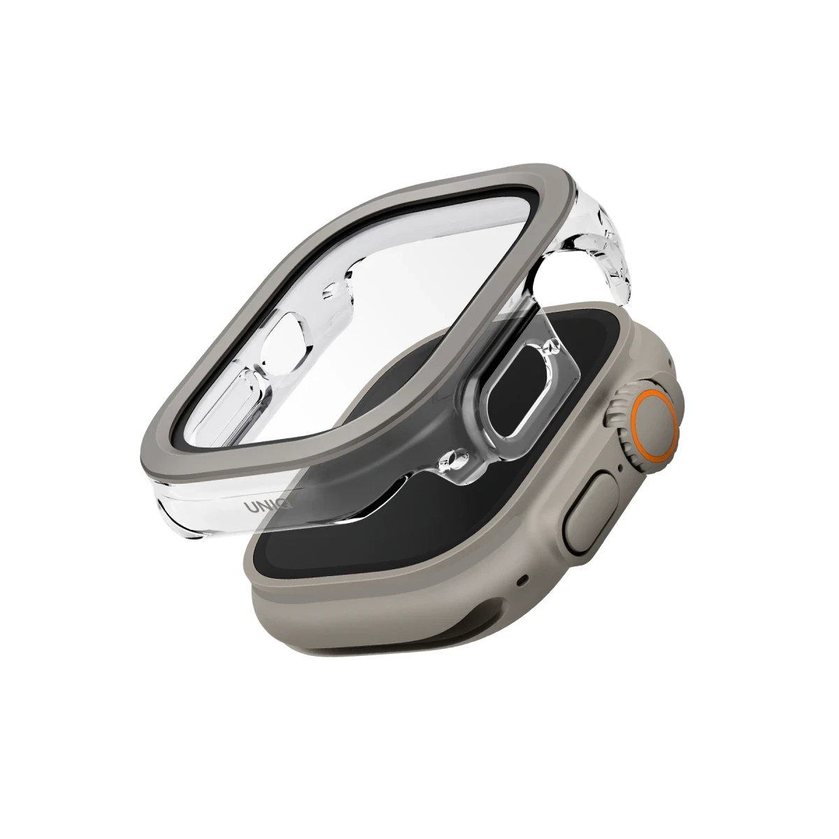 Uniq Apple Watch 49mm Voute Camlı Kasa Ekran Koruyucu - Titan Gri