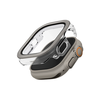 Uniq Apple Watch 49mm Voute Camlı Kasa Ekran Koruyucu - Titan Gri