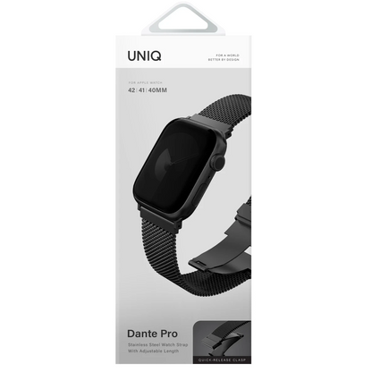 Uniq Apple Watch Ultra 41mm Dante Pro Çelik Örgü Kordon - Siyah