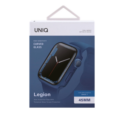 Uniq Apple Watch Ultra 49mm Legion Camlı Silikon Kasa Koruyucu - Mavi