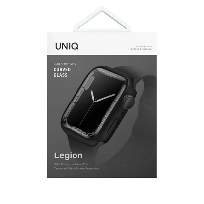 Uniq Apple Watch Ultra 49mm Legion Camlı Silikon Kasa Koruyucu - Siyah
