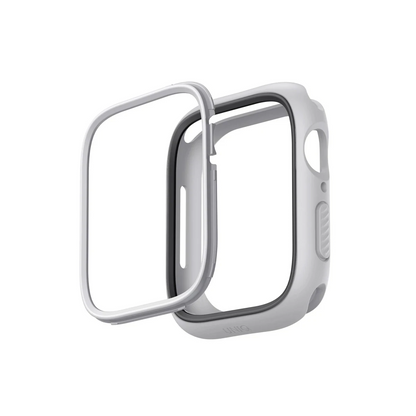 Uniq Apple Watch 45mm Moduo Camlı Kasa Ekran Koruyucu - Gümüş-Gri