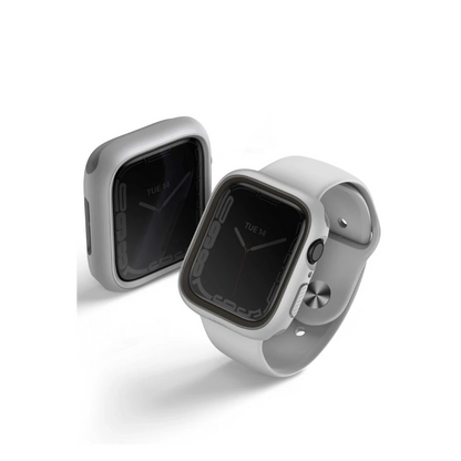 Uniq Apple Watch 45mm Moduo Camlı Kasa Ekran Koruyucu - Gümüş-Gri