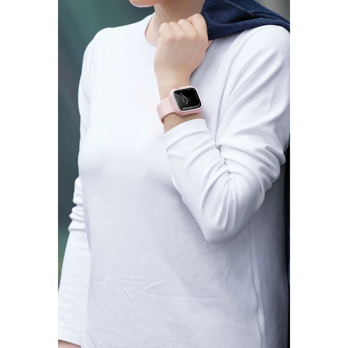 Uniq Apple Watch 45mm Moduo Camlı Kasa Ekran Koruyucu - Gümüş-Gri