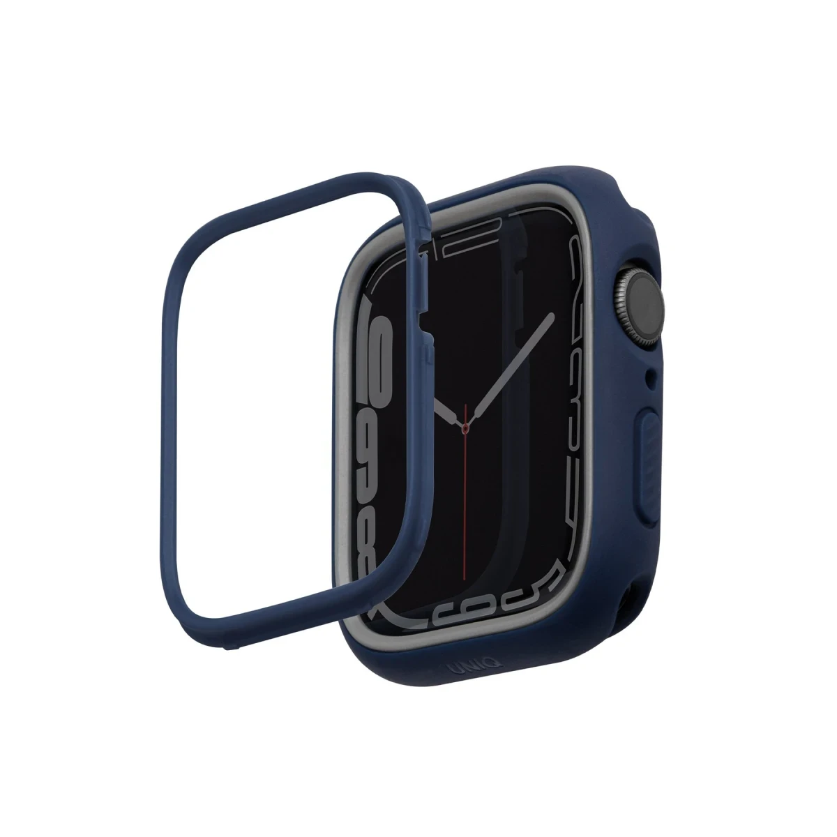 Uniq Apple Watch 45mm Moduo Camlı Kasa Ekran Koruyucu - Lacivert-Gri