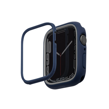 Uniq Apple Watch 45mm Moduo Camlı Kasa Ekran Koruyucu - Lacivert-Gri