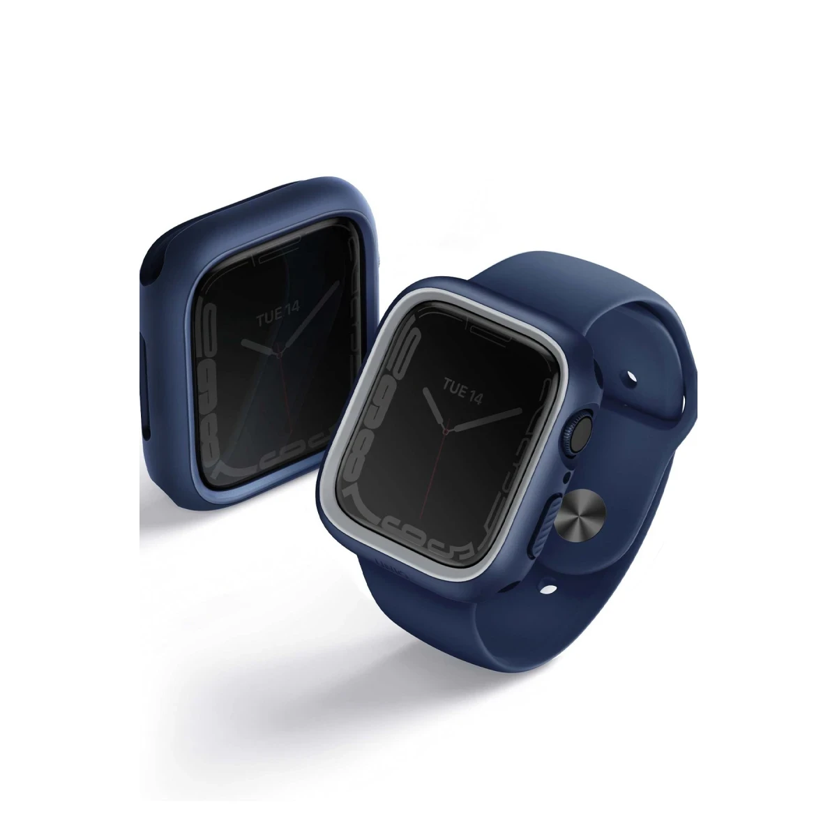 Uniq Apple Watch 45mm Moduo Camlı Kasa Ekran Koruyucu - Lacivert-Gri