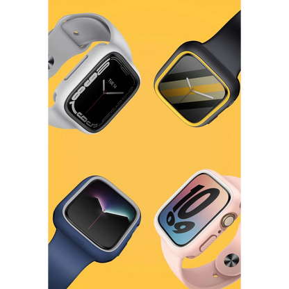 Uniq Apple Watch 45mm Moduo Camlı Kasa Ekran Koruyucu - Lacivert-Gri