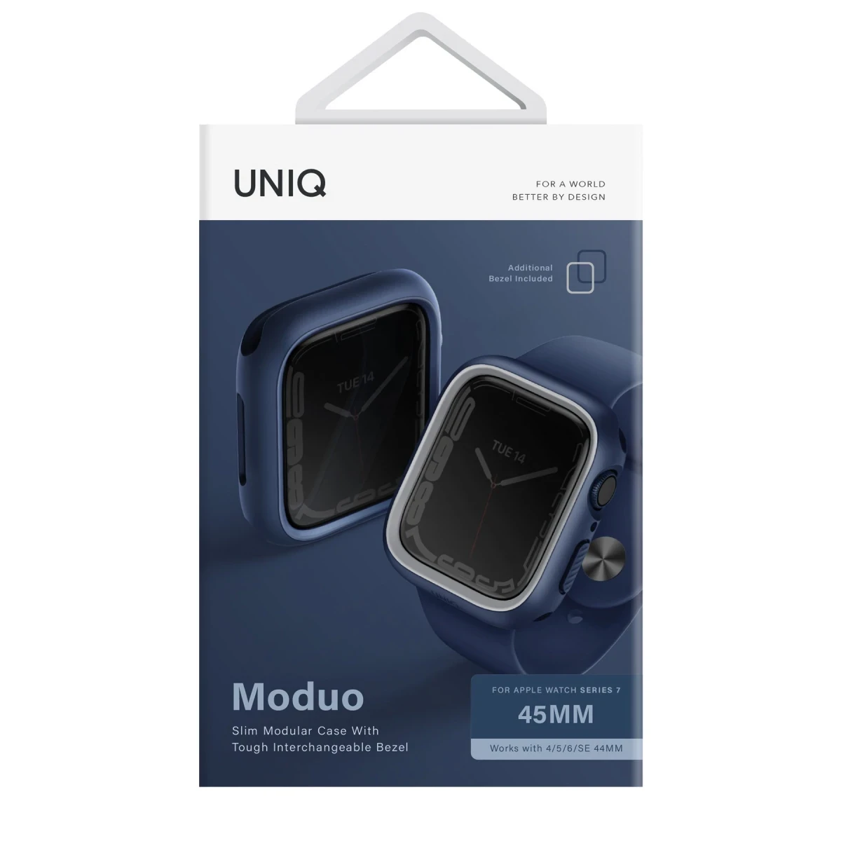 Uniq Apple Watch 45mm Moduo Camlı Kasa Ekran Koruyucu - Lacivert-Gri