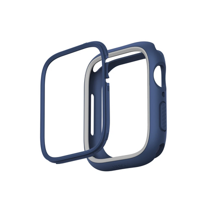 Uniq Apple Watch 45mm Moduo Camlı Kasa Ekran Koruyucu - Lacivert-Gri
