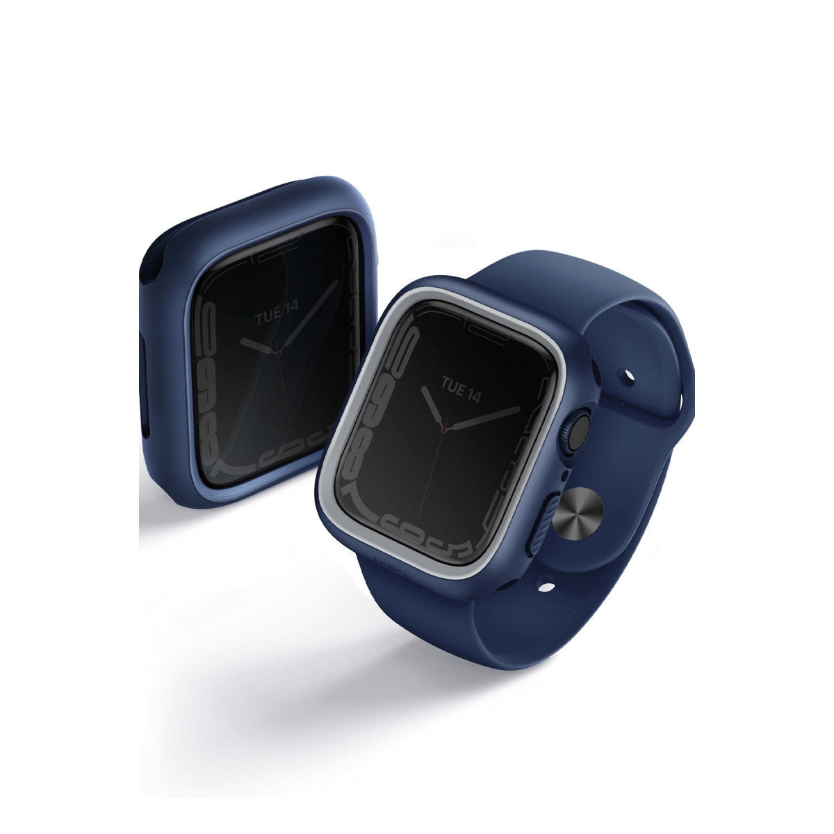 Uniq Apple Watch 45mm Moduo Camlı Kasa Ekran Koruyucu - Lacivert-Gri