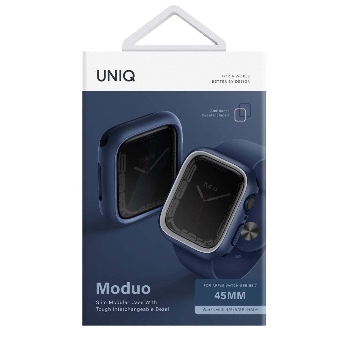 Uniq Apple Watch 45mm Moduo Camlı Kasa Ekran Koruyucu - Lacivert-Gri