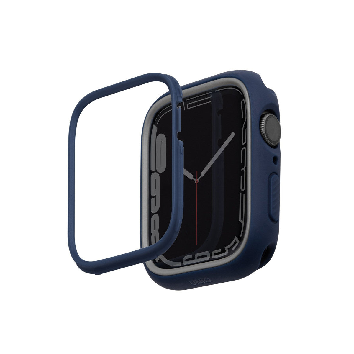 Uniq Apple Watch 45mm Moduo Camlı Kasa Ekran Koruyucu - Lacivert-Gri