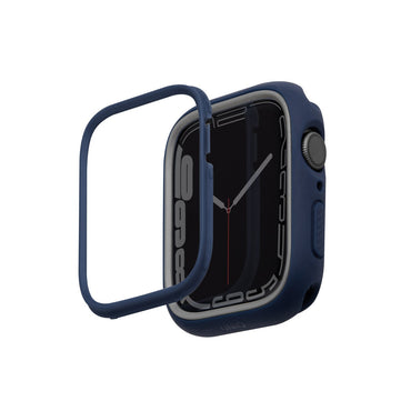 Uniq Apple Watch 45mm Moduo Camlı Kasa Ekran Koruyucu - Lacivert-Gri