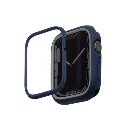 Uniq Apple Watch 45mm Moduo Camlı Kasa Ekran Koruyucu - Lacivert-Gri