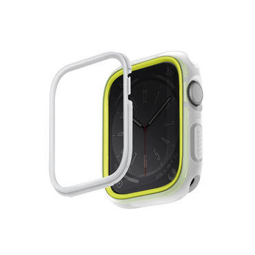 Uniq Apple Watch 45mm Moduo Camlı Kasa Ekran Koruyucu - Sarı-Beyaz