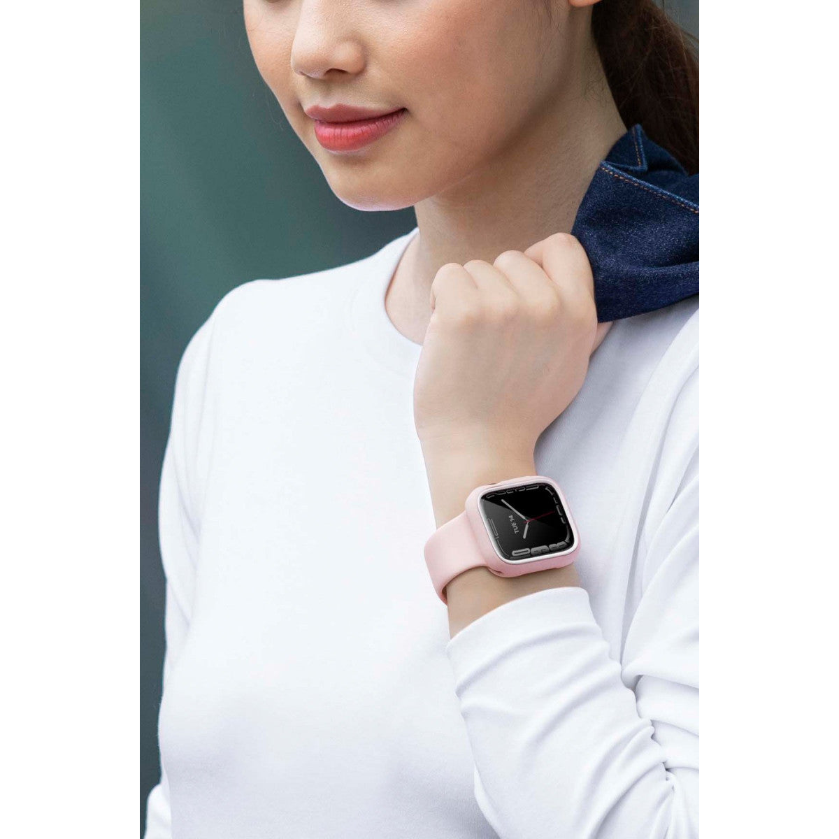 Uniq Apple Watch 45mm Moduo Camlı Kasa Ekran Koruyucu - Lacivert-Gri