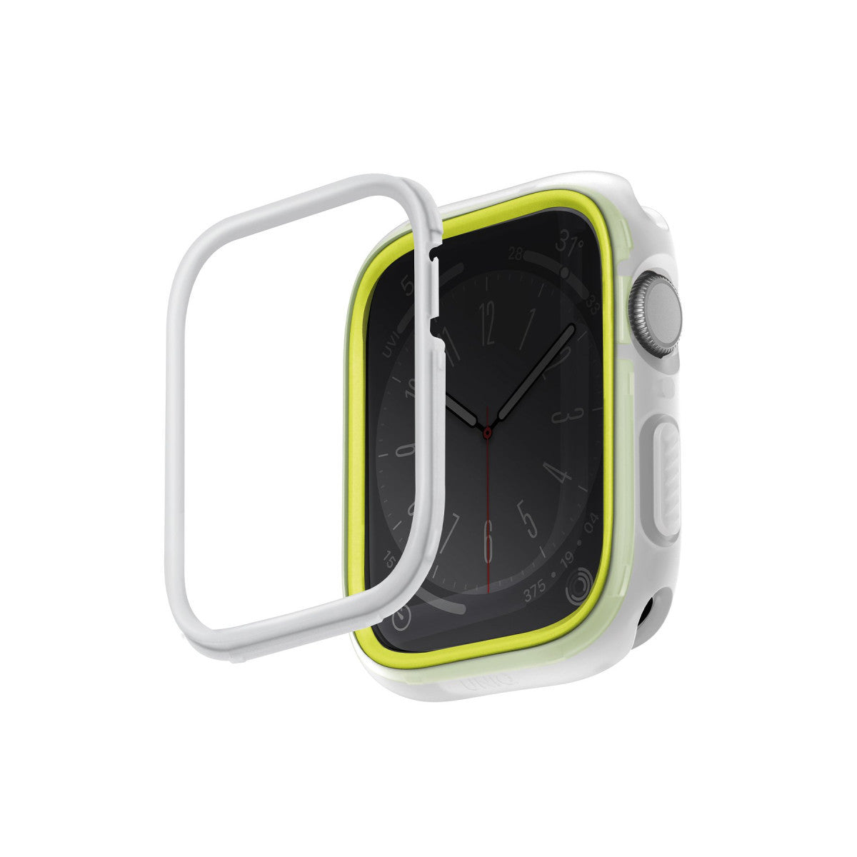 Uniq Apple Watch 45mm Moduo Camlı Kasa Ekran Koruyucu - Lacivert-Gri