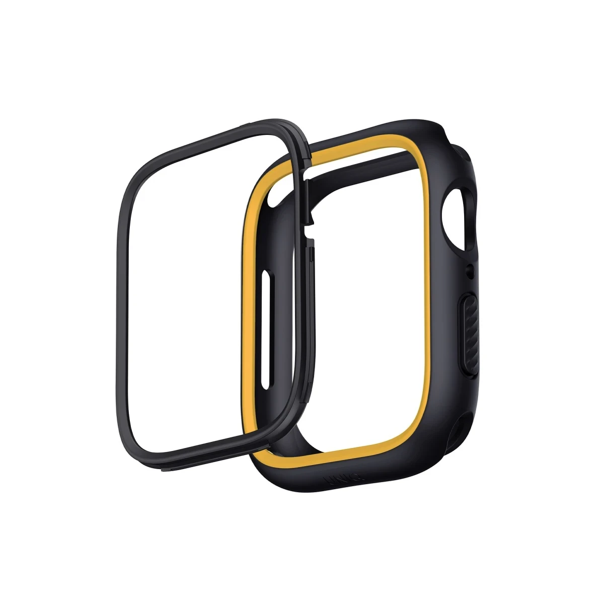 Uniq Apple Watch 45mm Moduo Camlı Kasa Ekran Koruyucu - Siyah-Sarı