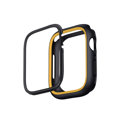 Uniq Apple Watch 45mm Moduo Camlı Kasa Ekran Koruyucu - Siyah-Sarı
