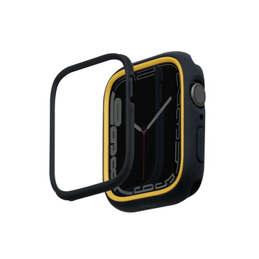 Uniq Apple Watch 45mm Moduo Camlı Kasa Ekran Koruyucu - Siyah-Sarı