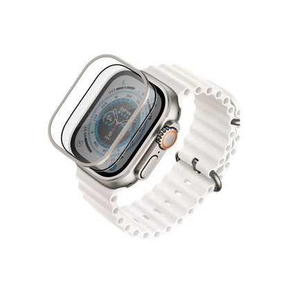 Uniq Apple Watch Ultra 49mm Optix Duo Pro Anti Reflective Camlı Çelik Kasa Koruyucu - Gümüş