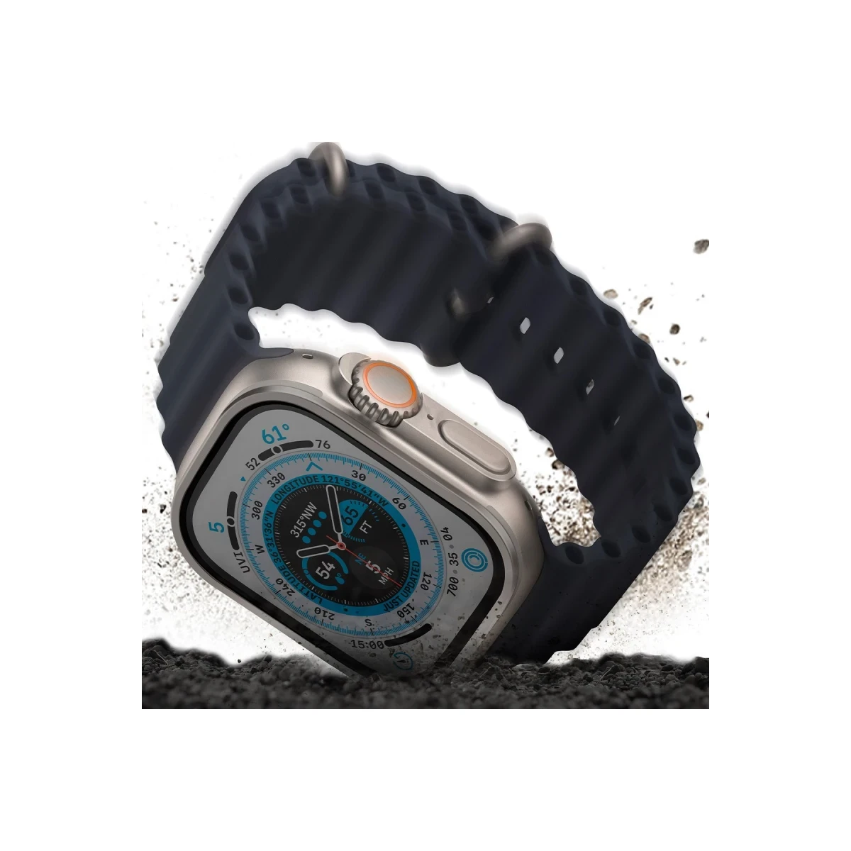 Uniq Apple Watch Ultra 49mm Optix Duo Pro Anti Reflective Camlı Çelik Kasa Koruyucu - Gümüş