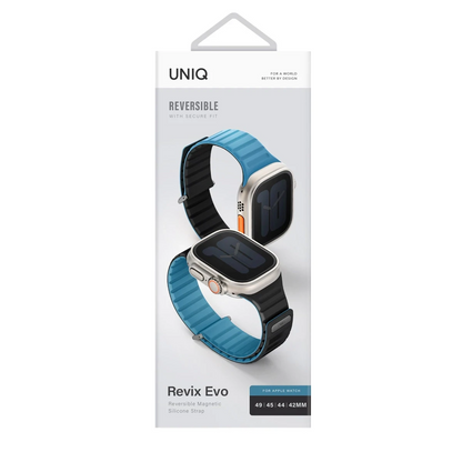 Uniq Apple Watch Ultra 49mm Revix Evo Reversible Manyetik Kordon - Mavi-Siyah