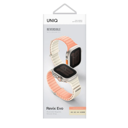 Uniq Apple Watch Ultra 49mm Revix Evo Reversible Manyetik Kordon - Pembe-Bej