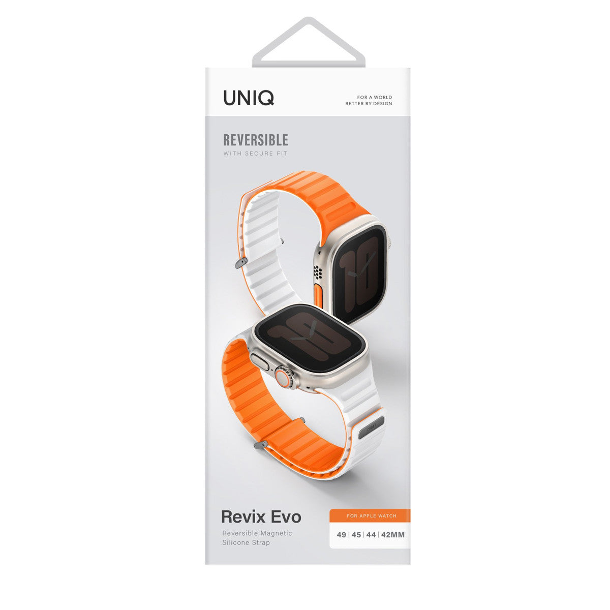 Uniq Apple Watch Ultra 49mm Revix Evo Reversible Manyetik Kordon - Turuncu-Beyaz