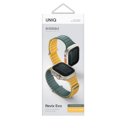 Uniq Apple Watch Ultra 49mm Revix Evo Reversible Manyetik Kordon - Yeşil-Sarı