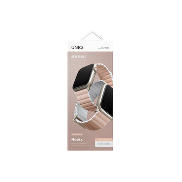 Uniq Apple Watch Ultra 49mm Revix Premium Reversible Manyetik Kordon - Pembe-Beyaz