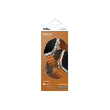 Uniq Apple Watch Ultra 49mm Revix Premium Reversible Manyetik Kordon - Turuncu-Gri