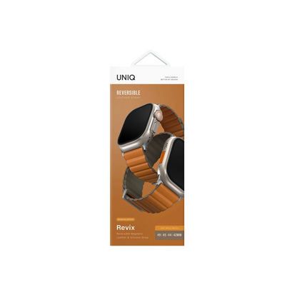 Uniq Apple Watch Ultra 49mm Revix Premium Reversible Manyetik Kordon - Turuncu-Gri