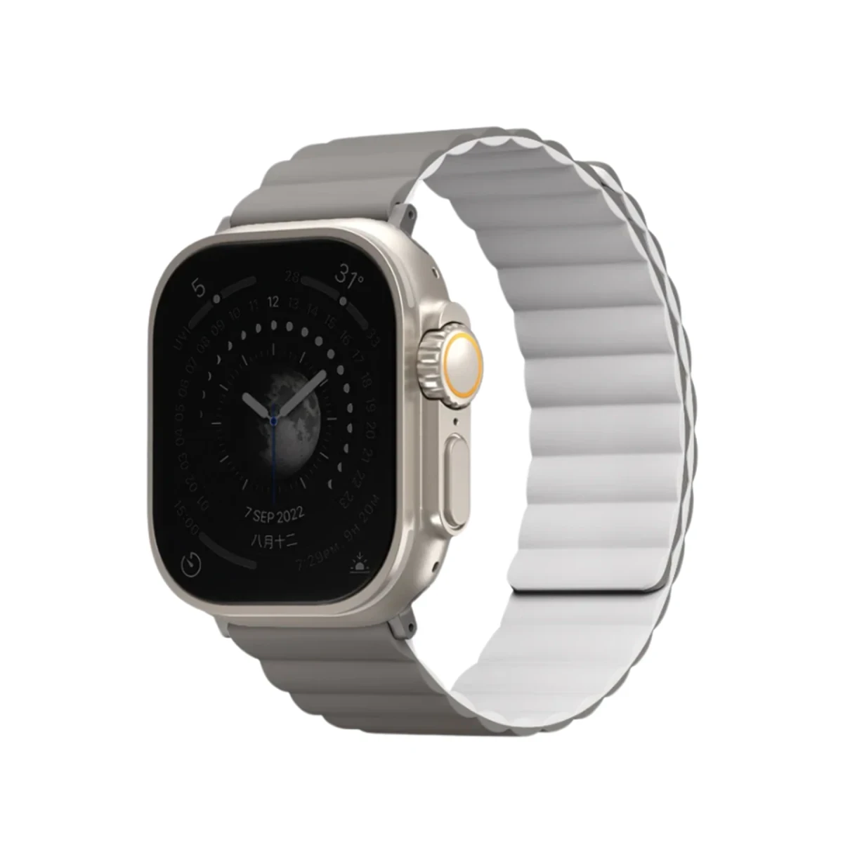 Uniq Apple Watch Ultra 49mm Revix Reversible Manyetik Kordon - Gri-Beyaz