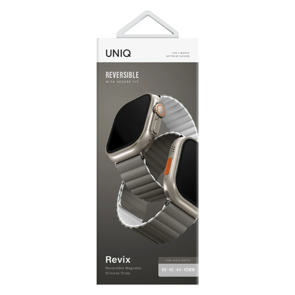 Uniq Apple Watch Ultra 49mm Revix Reversible Manyetik Kordon - Gri-Beyaz