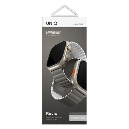 Uniq Apple Watch Ultra 49mm Revix Reversible Manyetik Kordon - Gri-Beyaz